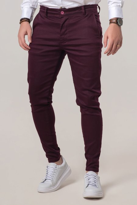 01 calca alfaiataria skinny vinho