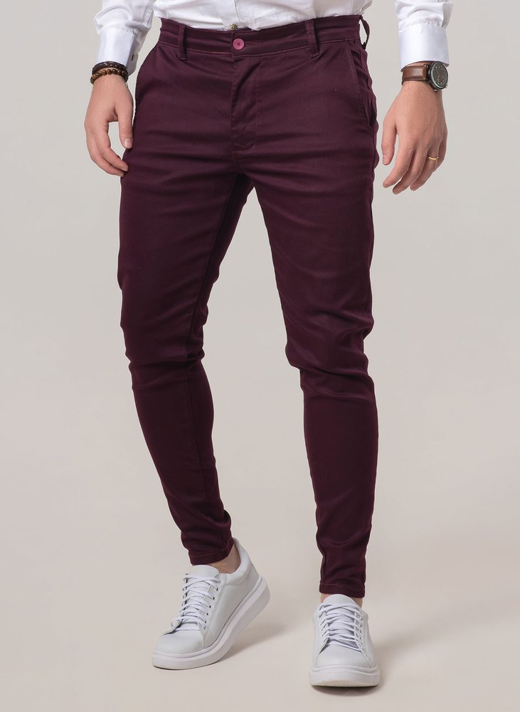 01 calca alfaiataria skinny vinho