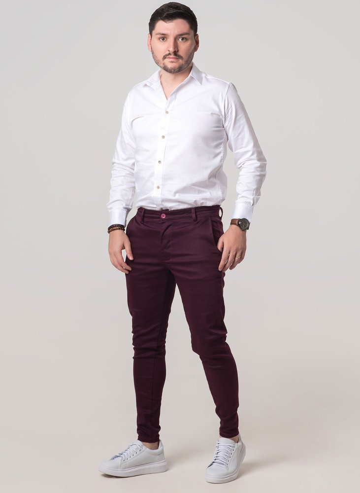 04 calca alfaiataria skinny vinho