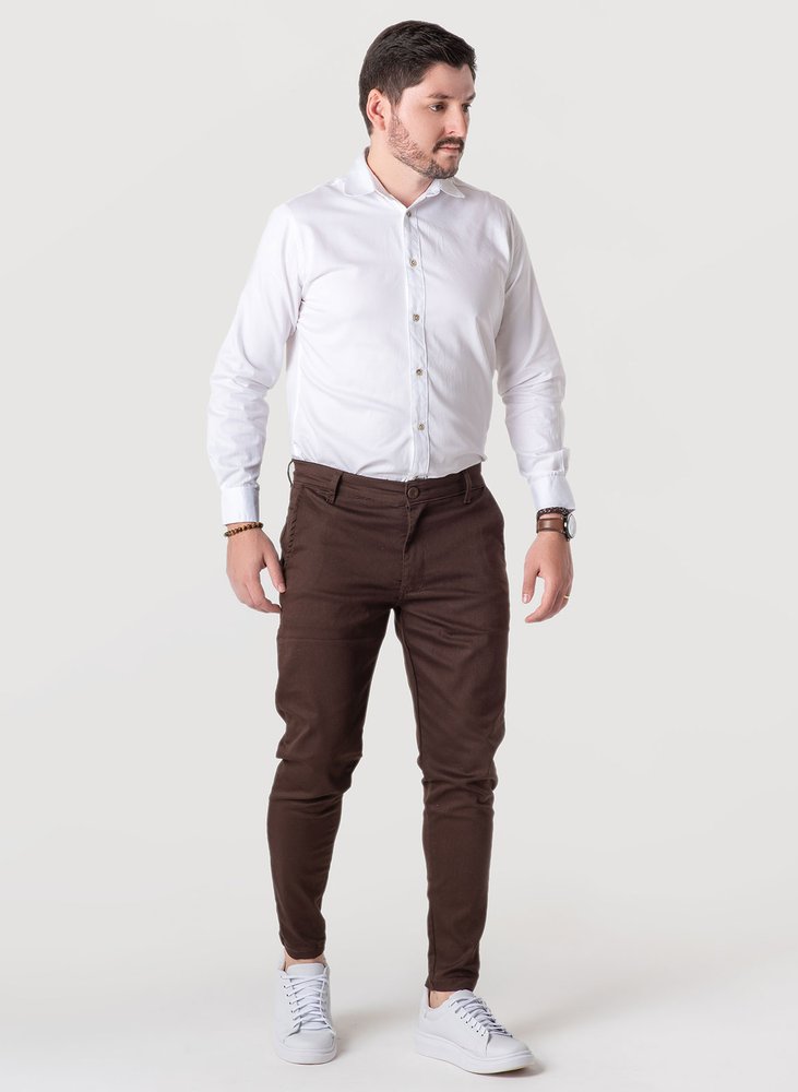 01 calca alfaiataria skinny marrom