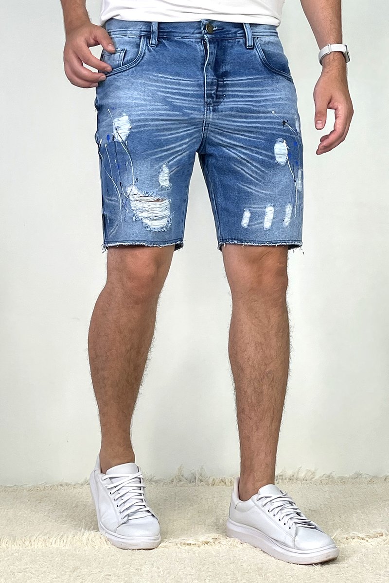 Bermuda Jeans Destroyed Beard - Traje Urbano